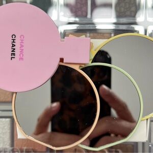 CHANEL Chance Tricolor Compact Mirror. Limited Edition! Pink,Orange, Green & Yel